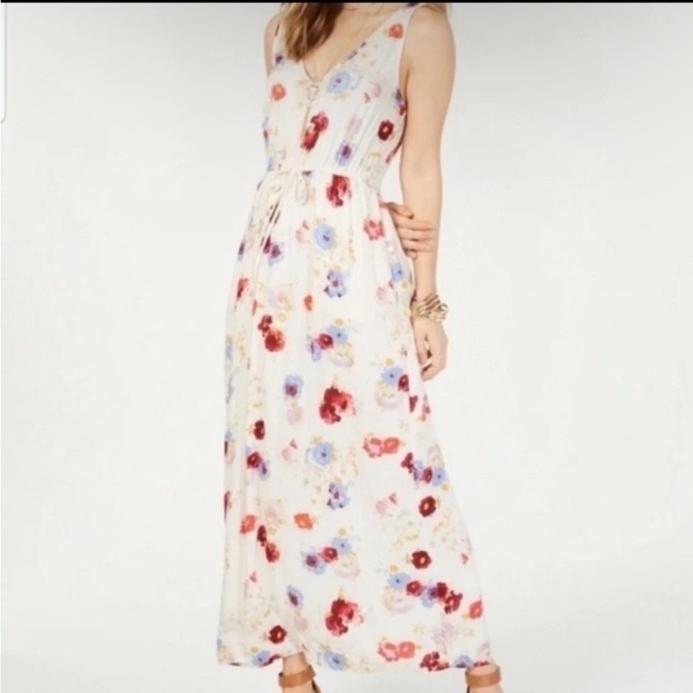 Lucky Brand Maxi Dress Sleeveless Floral Print Viscose Cottagecore Garden Sz XS